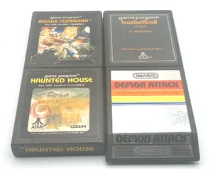 Atari 2600 Lot mit 4 Spielen Basketball, Missile Command, Haunted House & Demon Attack - Bild 1 von 2