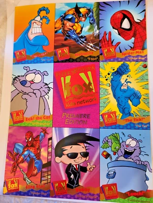 1995 Fleer Ultra Fox Kids Network Premiere Edition 9 Card Uncut Promo Sheet - Image 1 of 2