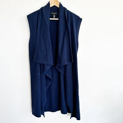 Cárdigan plumero halógeno suéter chaleco para mujer O/S azul 100 % cachemir frente abierto  Foto 1 de 4