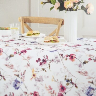 Lenox Fabric Tablecloth 60x84 in Watercolor Floral Easy Care Flowers - Image 1 of 3