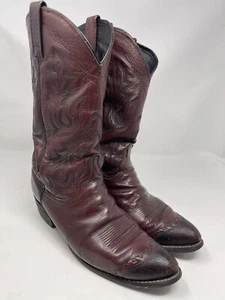 Dan Post weinrot braun Western Leder Cowboy Ranch Biker Stiefel Größe 10 D getragen - Bild 1 von 12