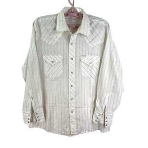 Ely Plains Vintage Pearl Snap Button Shirt Mens 16 /34 Ivory  USA - Picture 1 of 9