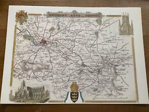 Bath Bristol Antique Colour Map Thomas Moule County Maps of Old England 14“ - Picture 1 of 5