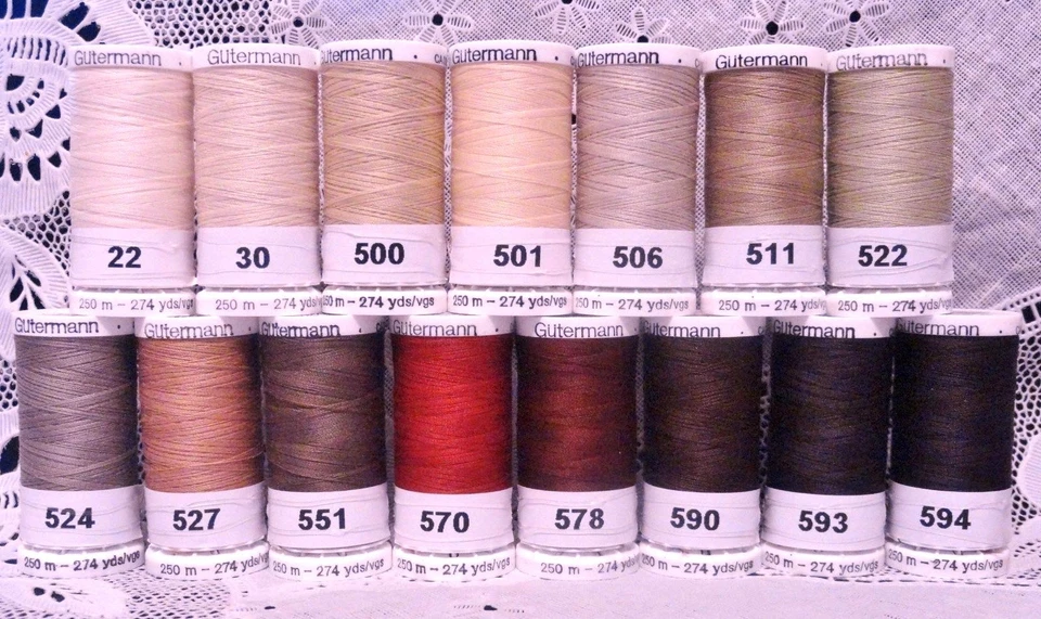 15 NEW 274 yard Spools Brown/Tan GUTERMANN 100% polyester sew-all thread   - Image 1 of 1