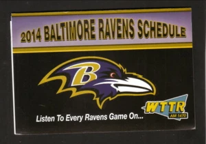 Baltimore Ravens--2014 Pocket Schedule--WTTR/Hahn's - Picture 1 of 2