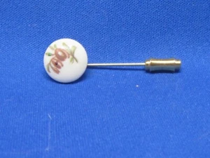 Vintage Hand Painted Ceramic Floral  Stick  Pin - Picture 1 of 5