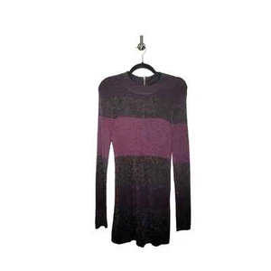 WHBM Metallic Colorblock Sweater Tunic Top in Purple & Black Size Large - Foto 1 di 5