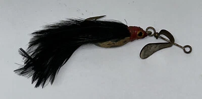 Vintage Fishing Lure, Red Head , Weight Belly, Black Feathered Single Hook - Image 1 of 4