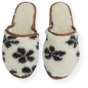 Ladies Women's Natural Wool Warm Slippers Non Slip Hard Sole Mules - Picture 1 of 2
