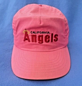 **RARE** Vintage 1980's Neon Pink California Angels w/Halo Snapback Hat Cap MLB - Picture 1 of 12