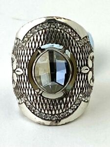 Brighton Love Padlock Ring, Silver Finish, Swarovski Crystals J61982 Size 5 New
