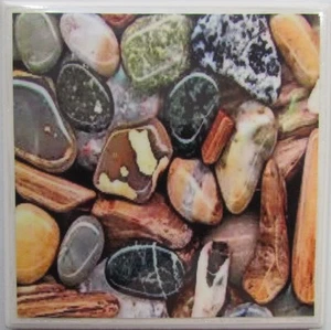 Set of 4 - Natural Stone Ceramic Tile Marble Drink Coasters - Pretty Stones 1C - Picture 1 of 6