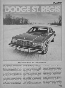 1979 Road Test Dodge St. Regis With Counterpoint 5 Pages Pics Specs Info - Picture 1 of 5