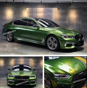 Mamba Green - Full Car Wrap Pearl Gloss Sparkle Metallic Chrome Vinyl Sticker AX - Picture 1 of 6