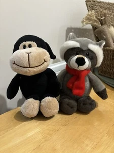 2x Kinder Ferrero Black Lamb Grey Raccoon 10” Children’s Soft Toy Plush 24cm - Picture 1 of 6