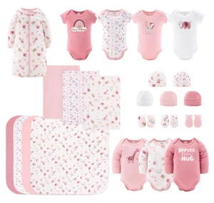 Rainbow Safari 23 Piece Newborn Baby Girl's 100% Cotton Layette Gift Set - Picture 1 of 8