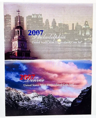 2007 P&D US Mint Set 28 Brilliant Uncirculated US Coins Original U07 - Image 1 of 3
