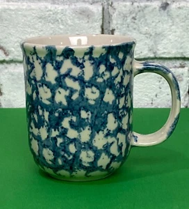 Blue Folk Craft SPONGE Spongeware Stoneware 8oz Coffee Mug by Tienshan 4" X 3.5" - Picture 1 of 9