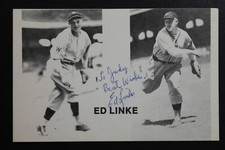 Ed Linke (d.1988) Washington Senators Signed Autographed 3x5 TCMA Postcard Photo