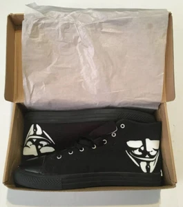 Custom Made High Top Sneaker V is for Vandetta Black Canvas Size 12 - Picture 1 of 7