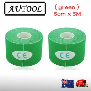 2 piezas 5M X 5CM Fisio Atlético Deportes Kinesiología Roca Cinta Adhesiva Verde AU - Imagen 1 de 4
