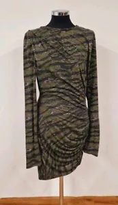 Pam & Gela camo dress size M 10-12 twisted camouflage zip print long sleeve - Picture 1 of 10