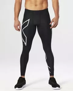 2XU Mens Hyoptik Compression Long Tights – (Black/SRF) - Picture 1 of 7