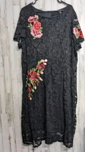 JOANNA HOPE Women's 28 Black Lace Dress Embroidered NWT Midi UK 32 Stretch - Picture 1 of 14