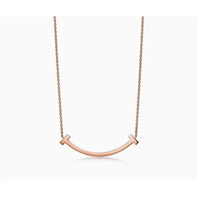 NUEVO Collar Barra Curva K18 Lleno Oro Rosa, Colgante Cadena Minimalista, 16-18" Foto 1 de 4