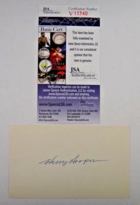 Harry Hooper Signed 3x5 Baseball HOF Played Babe Ruth Red Sox World Seri JSA COA - Image 1 of 3