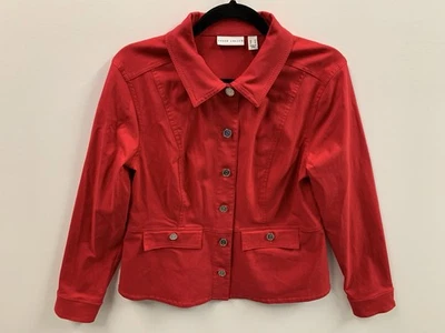Chaqueta para mujer Susan Graver mediana Uptown elástica botón delantero roja Foto 1 de 4