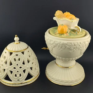 Lenox Egg Musical Autumn Fall Apples Pumpkins Gold Trim 10” h. gold trim - Picture 1 of 10