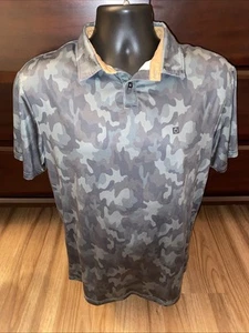 Flomotion Golf Polo Shirt Mens Size Medium Green Camo Print Performance - Picture 1 of 6