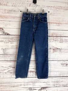 Lee Denim Vintage Jeans Boys Size 8 Slim Dark Wash Union Leather patch - Picture 1 of 9