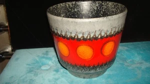 Vintage Keramik Blumentopf Übertopf Fat Lava 70er Rot Midcentury Planter - Bild 1 von 4
