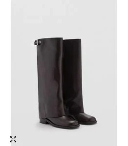 MNG BY MANGO $ 299 LEDER HOHE STIEFEL BRAUN SCHNALLE 39 US 8,5 - Bild 1 von 8
