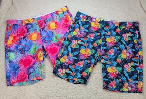Pantalones Cortos de Golf Hreski Para Hombre Talla 38 Multicolor Floral Estampado Fuerte Lote de 2 Elastizados - Imagen 1 de 12