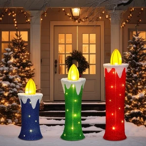 3 Pcs Large Lighted Outdoor Christmas Decoration 2/1.65/1.31 FT Pop Up Collap... - Picture 1 of 7