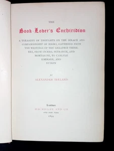 1894 The BOOK-LOVERS ENCHIRIDION Thoughts on the Solace & Companionship of Books - Picture 1 of 9