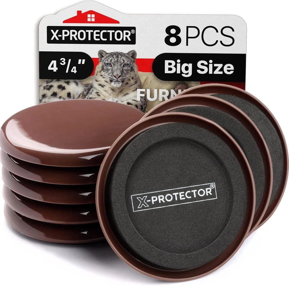 Furniture Sliders for Carpet X-PROTECTOR 8 PCS 4 3/4" - The Best Heavy-Duty M...