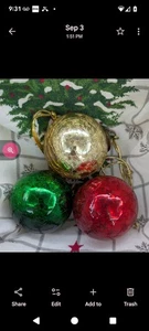  3 Traditions Kugel Stil Quecksilber Glas Ornament Kugeln rot gold grün 3" schwer - Bild 1 von 6