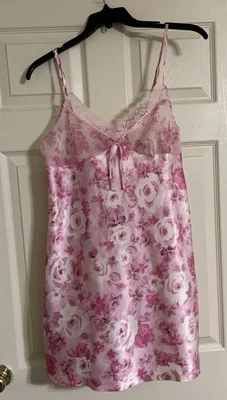 Morgan Taylor Intimates Night Gown Sz Large Short Womans Pink Floral Sleepwear - Image 1 of 4