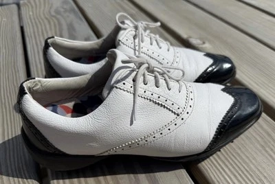 Footjoy Lopro 97037 Black & White Wingtip Lace Up Golf Shoes Women’s Size 7 M - Image 1 of 4