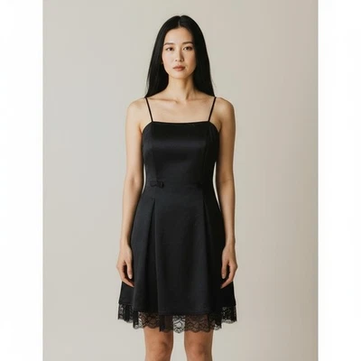 Vintage Y2K 2000s I.N. San Francisco Black Floral Lace Goth Mini Dress 9 - Image 1 of 4