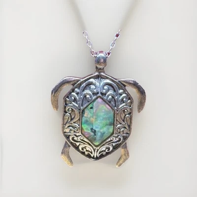 Collar Tortuga Marina Abulón MixIt Plata Verde Iridiscente Foto 1 de 4