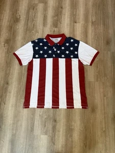American Legacy USA Flag Polo Shirt 2XL Patriotic Stars Stripes July 4th - Picture 1 of 16