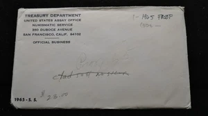 1965 Special Mint Set Opened U.S. Treasury Assay Office Envelope #25SEPT037 - Picture 1 of 2