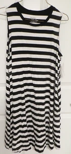 NWT Time and Tru Women's Large 12/14 Black White Striped Tank Knit Dress Pockets - Picture 1 of 4