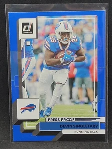 2022 Donruss #117 Devin Singletary Press Proof Blue Buffalo Bills - Picture 1 of 2