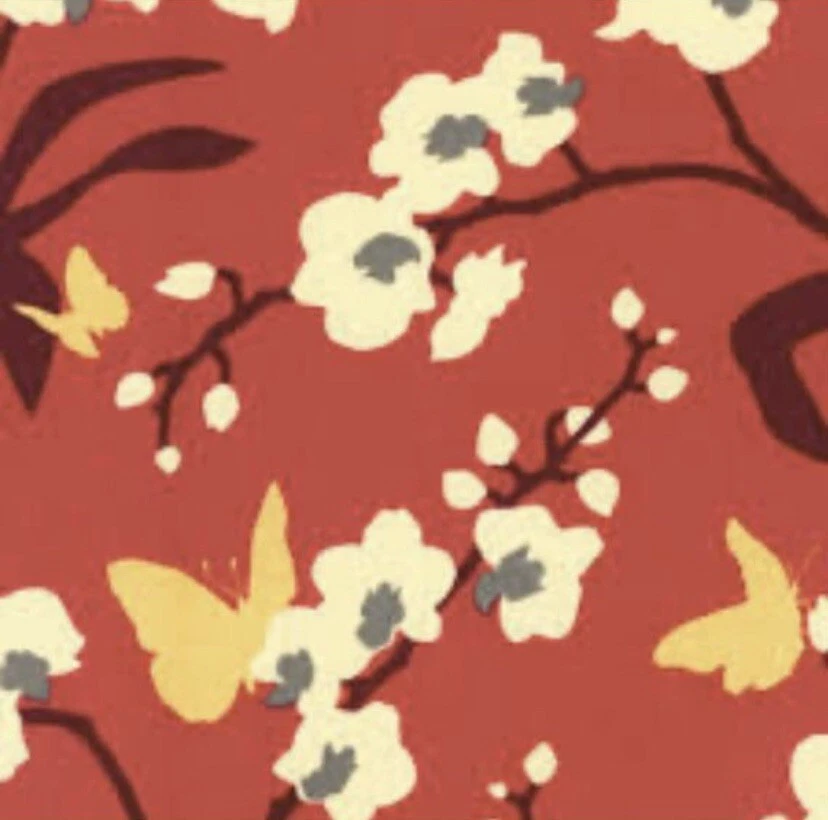1 Yarda ~ Tela Decoración del Hogar Joel Dewberry Frambuesa Floral Mariposa Algodón Satén Foto 1 de 1